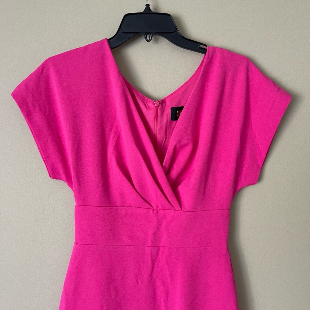 Alexa Admor Dress Womens Extra Small Pink Sheath Cap Sleeve V Neck Modern - Picture 5 of 7